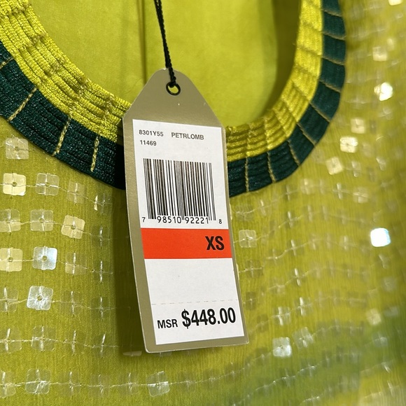 NWT Max Studio Special Edition 100% Silk Sequin Lined Green Mini Dress Sz XS - Picture 5 of 13